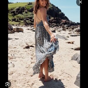 Free People Floral Blue Maxi Dress XS